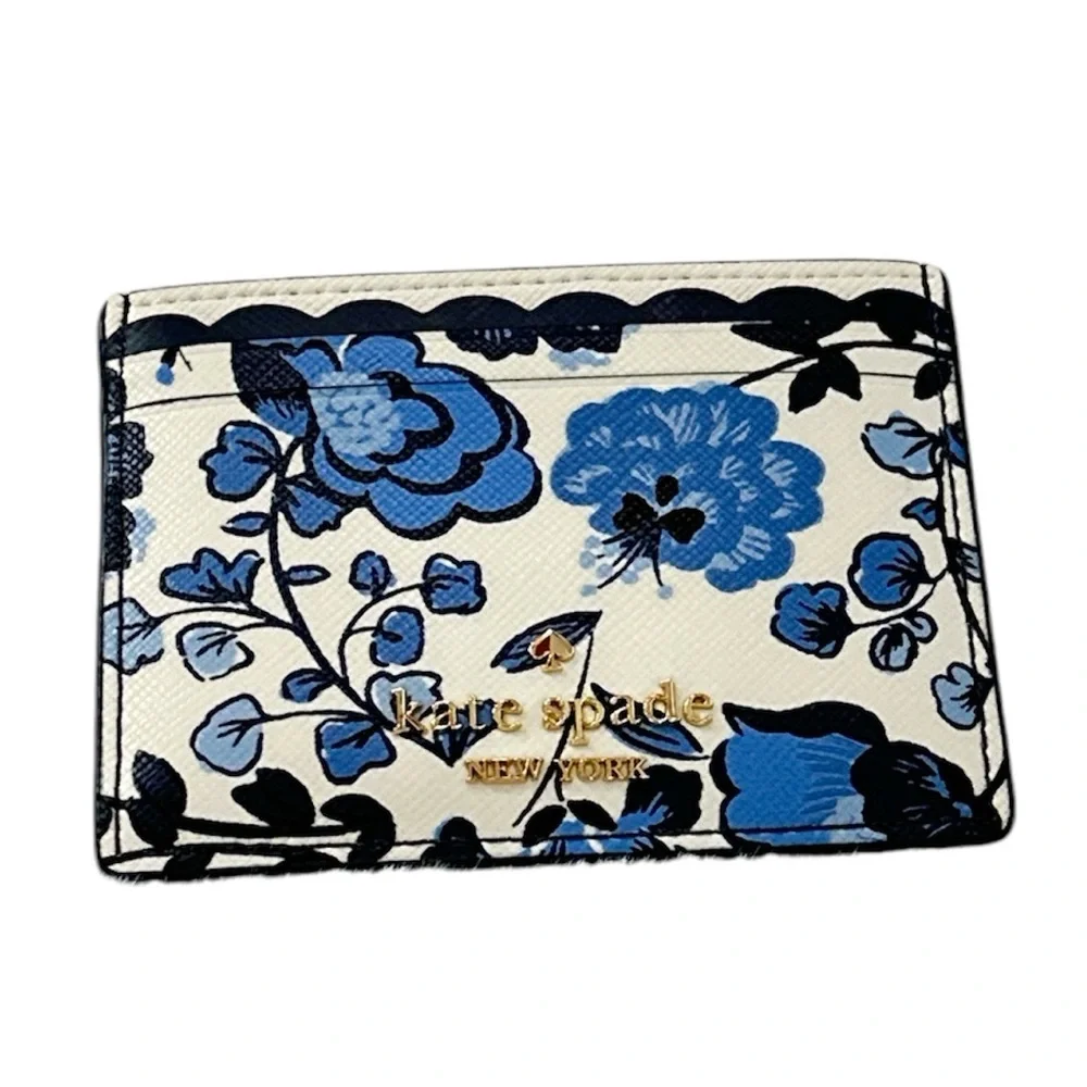 Kate Spade Madison Vase Wallet Floral Small Slim Card Holder Mini Wallet Peacock